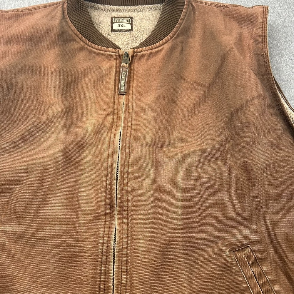 CE Schmidt Full Zip Sherpa Lined Canvas Vest Mens 3XL Brown Outdoor Workwear - Picture 16 of 16